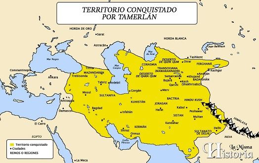Mapa del imperio Timúrida.