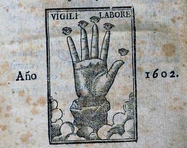 Grabado alegórico en la portada de la edición de 1602 de la Silva de varia lección de Pedro Mejía.