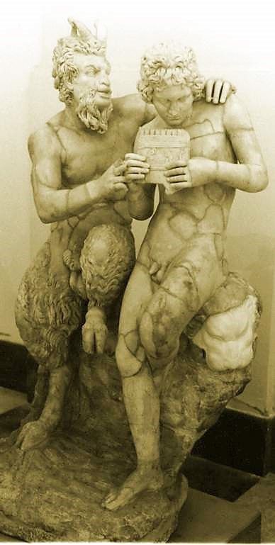 Pan enseña a Dafnis a tocar la siringa, Pompeya h. 100 a.C.