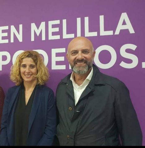 Gema Carolina Aguilar secretaria general de Podemos Melilla y José Ouviña
