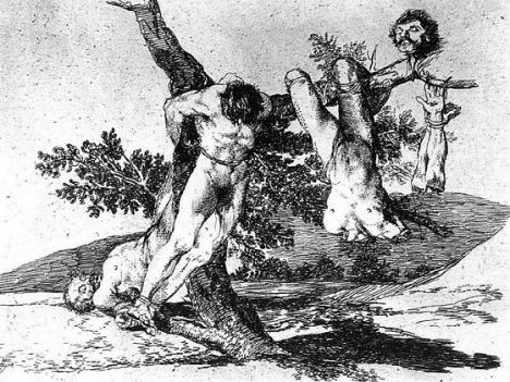 Grabado de Goya sobre los desastres de la guerra, bajo el cual el aragonés escribió irónicamente: ¡Grande hazaña! ¡Con muertos!