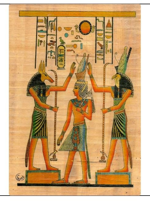 apiro egipcio de Abu Simbel: Seth y Horus protegiendo a Ramsés.