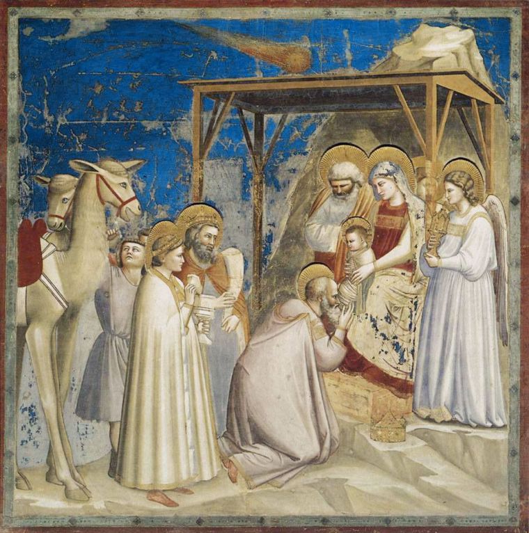 Giotto, Adoración de los Reyes Magos, fresco de 1301.