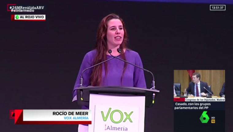 La madrileña Rocío de Meer, que Abascal impuso como diputada de Vox por Almería, dice que la barriada almeriense de El Puche es un 'estercolero multicultural' 