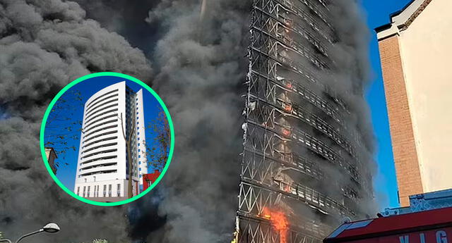El fuego consume un rascacielos de Milán