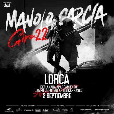 Manolo García ofrecerá en Lorca, el 3 de septiembre, un concierto dentro de su Gira 2022, 