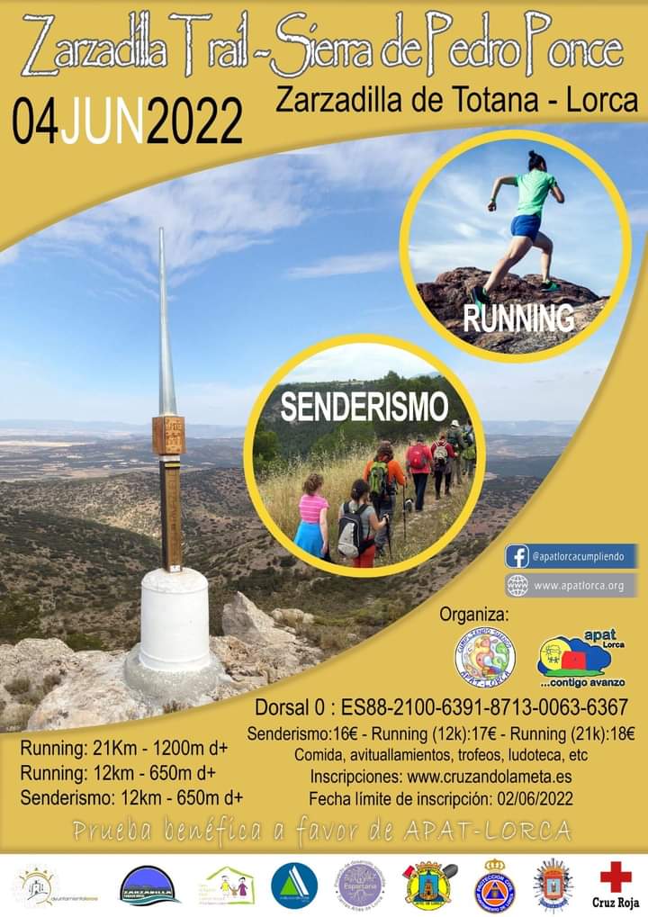 La primera edición de la carrera Zarzadilla Lorca Trail-Sierra de Pedro Ponce congregará a senderistas y corredores a beneficio de APAT Lorca