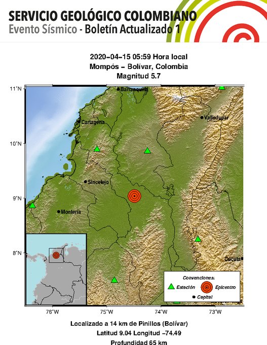 Terremoto de 5,7 grados en Colombia