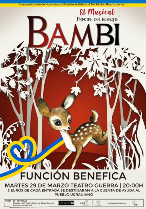 El Teatro Guerra de Lorca acogerá el 29 de Marzo una función benéfica de la producción ‘Bambi, príncipe del Bosque’ para recaudar fondos para el pueblo ucraniano