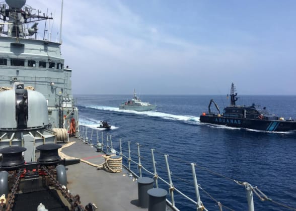 La Armada organiza un adiestramiento conjunto de seguridad marítima en aguas de Cartagena