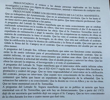 EDITORIAL: La exsecretaria de Albox, Eva cano declara como testigo y exime de responsabilidad en las obras ilegales de la rambla al que fuera mano derecha del alcalde, José Campoy