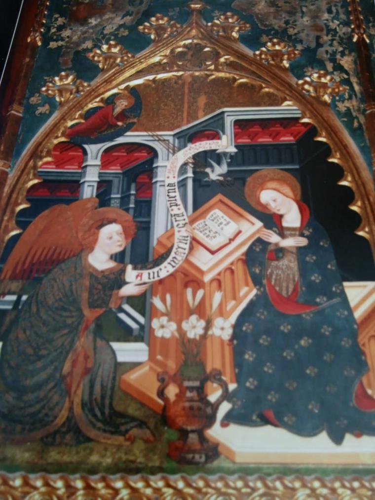 'La Anunciación del retablo de Sant Martí Sarroca', por Pedro Cuesta Escudero autor de El retaule gòtic de Sant Martí Sarroca