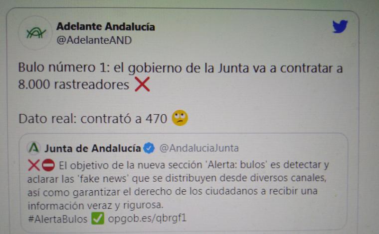 La Junta de Andalucía se inventa un canal de verificación de noticias falsas que no desmentirá los datos falsos que publique el gobierno andaluz 