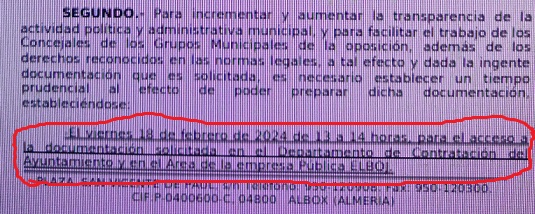 El PSOE denuncia: 'El Alcalde de Albox nos comunica que tardara más de tres años para entregar la información sobre las Empresas del “Longo”