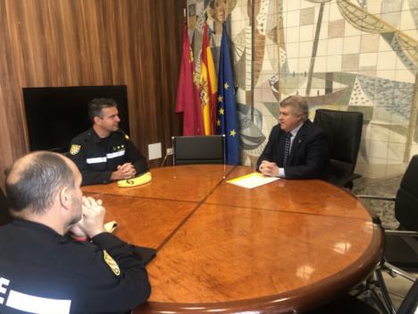 Reunión del Delegado del Gobierno en la Región de Murcia con el Jefe del III Batallón de la UME, el Teniente Coronel coronel Olaf Clavería