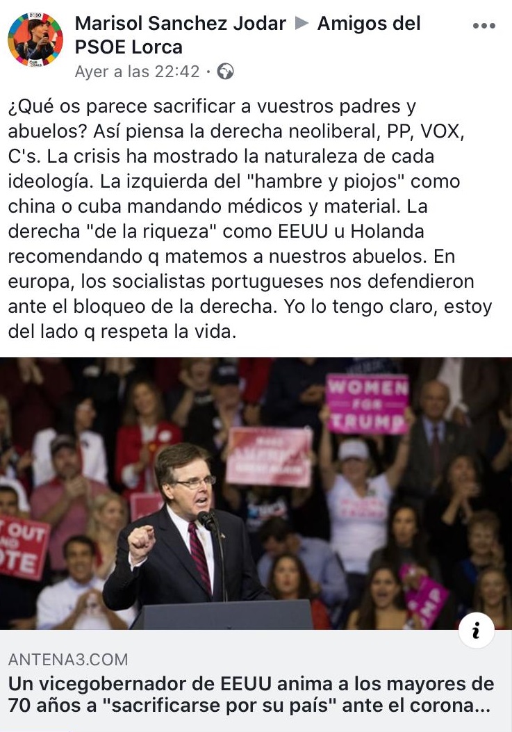 El PP de Lorca exige a la Diputada Nacional del PSOE, Marisol Sánchez Jódar, que rectifique 'su ataque sectario y visceral' contra PP, Vox y C,