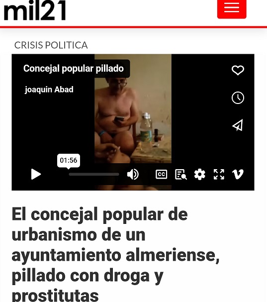 El concejal popular del ayuntamiento almeriense de Felix, Manuel Flórez Ibáñez, pillado con prostitutas y consumiendo, presumiblemente, estupefacientes