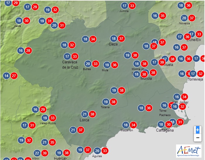 AEMET alerta de un episodio de altas temperaturas que podrían alcanzar los 38ºC los días 28 y 29 de abril