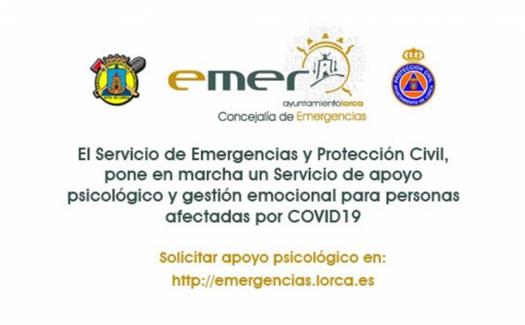 El Ayuntamiento de Lorca amplía a toda la población el servicio de apoyo psicológico y emocional prestado desde la Concejalía de Emergencias
