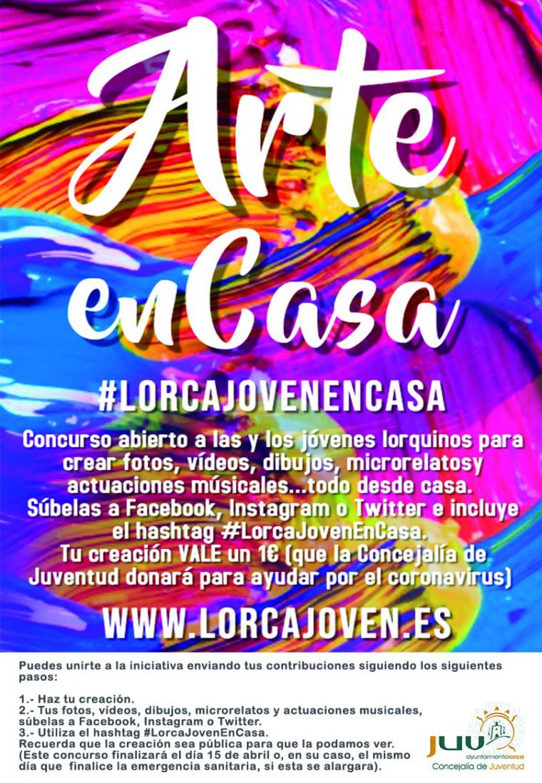 La Concejalía de Juventud de Lorca pone en marcha, a través de sus redes sociales, el concurso artístico y solidario LorcaJovenEnCasa