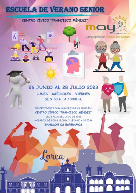 El Ayuntamiento de Lorca organiza la segunda edición de la “Escuela de Verano Sénior” del 26 de junio al 28 de julio en el Centro Cívico Francisco Méndez