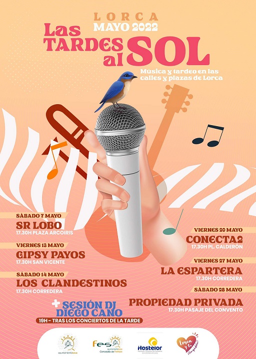El Ayuntamiento organiza ‘Las Tardes de Lorca al Sol’ un evento que llenará de música y tardeo las calles y plazas del casco histórico durante el mes de mayo