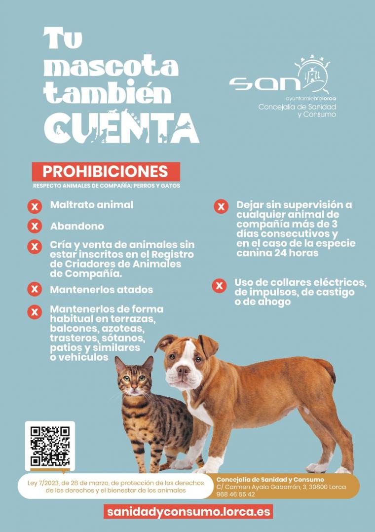 El Ayuntamiento de Lorca pone en marcha una campaña de información para la protección y defensa de los animales de compañía