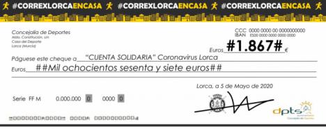 La prueba confinada #CorrexLorcaEnCasa recauda 1.867 euros que irán destinados a la Cuenta Solidaria para la lucha contra el coronavirus en Lorca