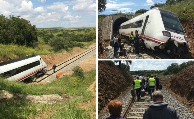 Un tren descarrila en la provincia de Badajoz