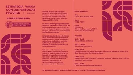 Gobierno Vasco lanzará estrategia para personas mayores 2026-2029