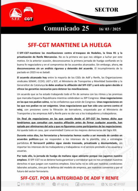 UlTIMA HORA : Ha sido desconvocada la huelga que daba comienzo esta medianoche en RENFE y ADIF