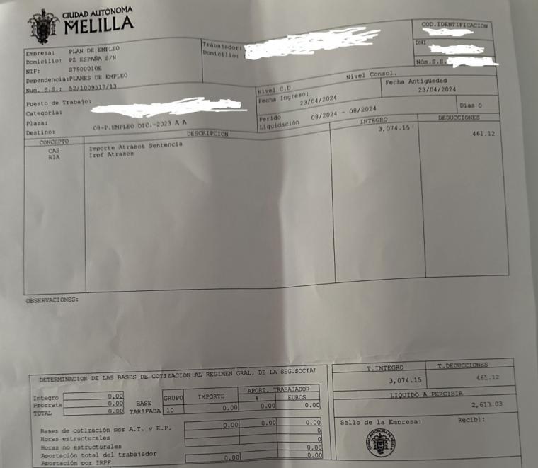 Fiasco y engaños de la ciudad autónoma en las cuantías abonadas a quienes han trabajado en los planes de empleo 2024