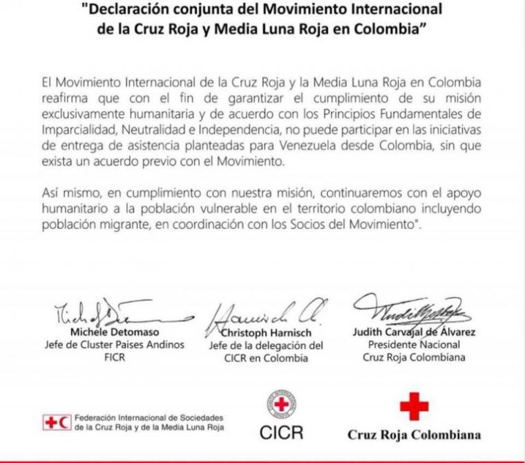 Tanto Cáritas como Cruz Roja como la ONU se niegan a colaborar con la “ayuda humanitaria” que manda EEUU a Venezuela