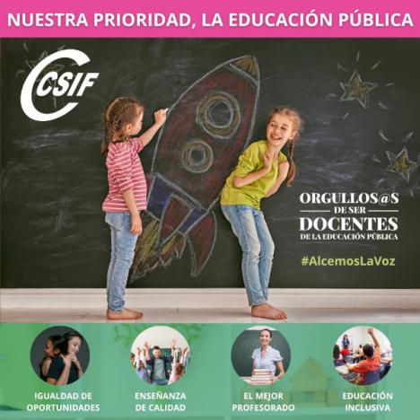 CSIF lanza una campaña a favor de la escolarización en la escuela pública como garantía de calidad e igualdad