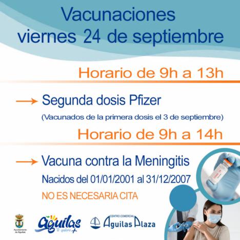 Centro Comercial “Águilas Plaza” acogerá este viernes una nueva jornada de vacunaciones masivas contra la COVID19 y contra la meningitis