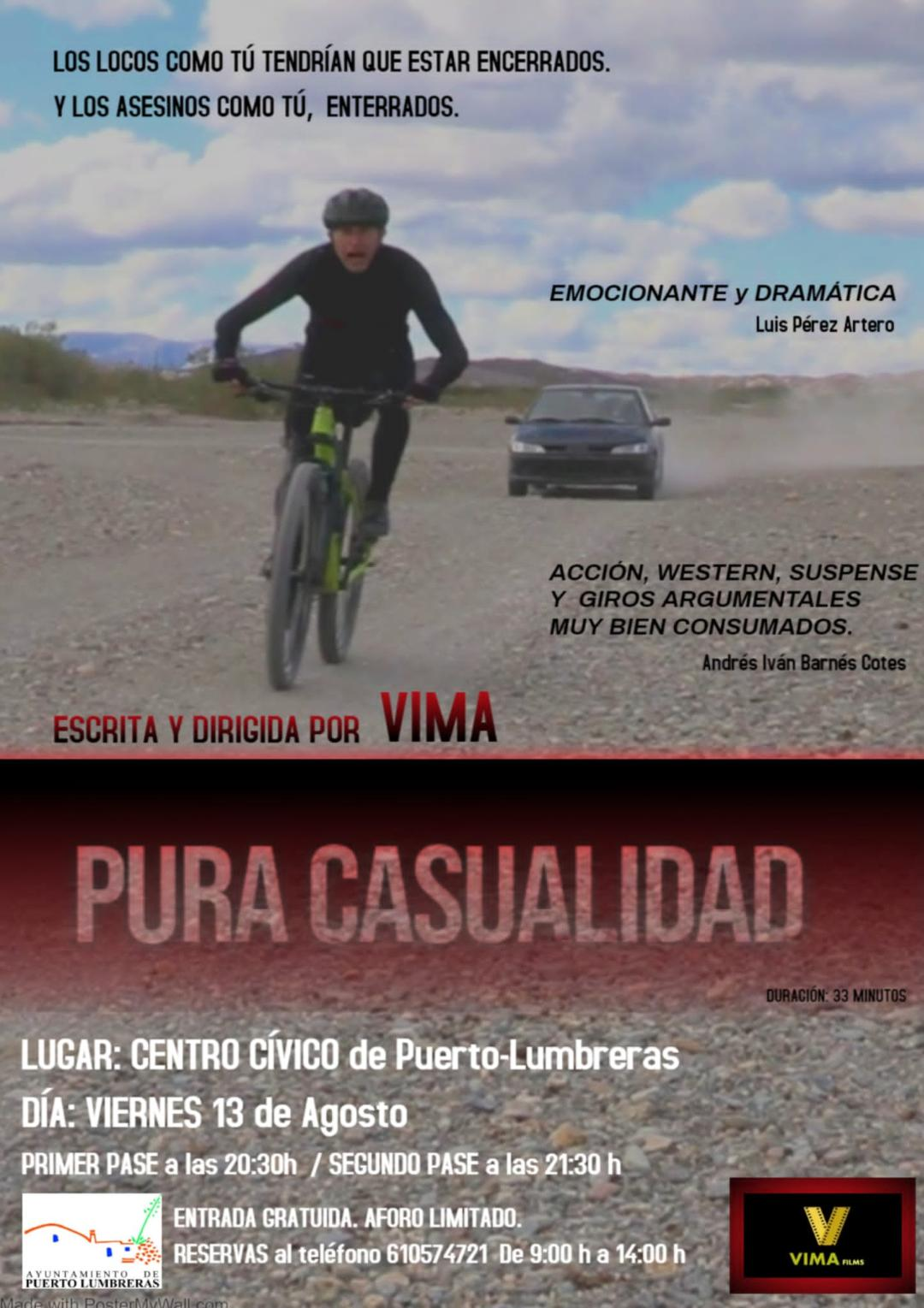 El Centro Cívico Cultural albergará el 13 de Agosto el estreno del cortometraje “Pura casualidad”, del lumbrerense Víctor López Parra