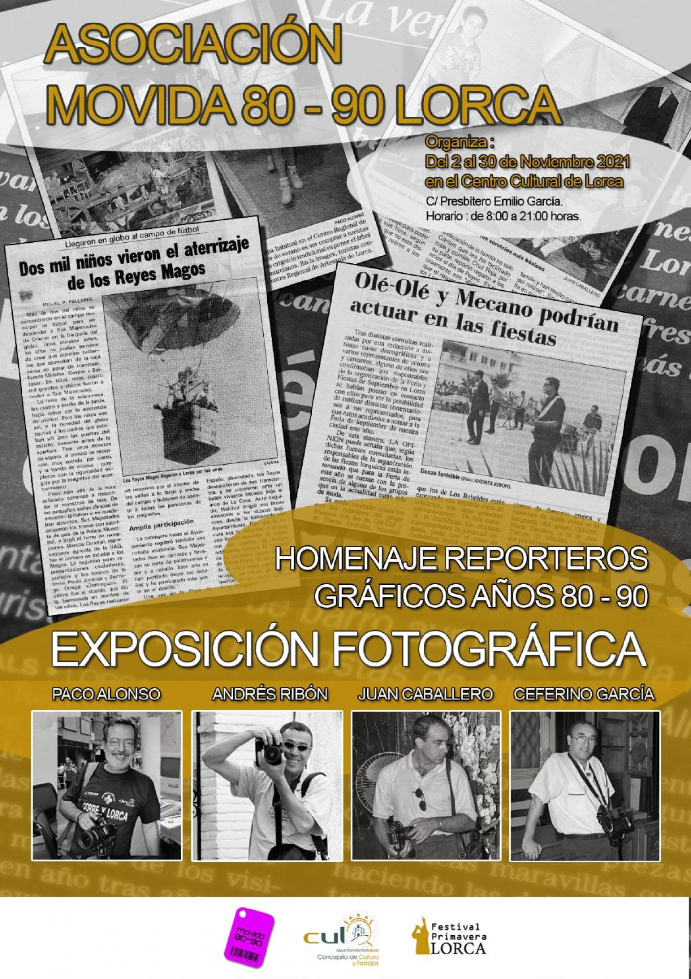 El Centro Cultural acoge una exposición con la que la Asociación Movida 80-90 homenajeará a reporteros gráficos que han desarrollado su trabajo en el municipio para La Verdad y La Opinión