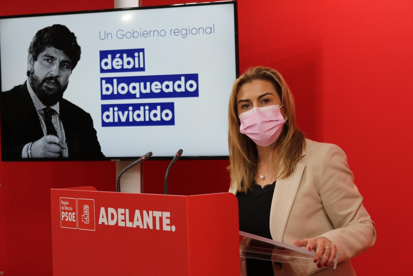 Carmina Fernández: “El Gobierno regional de López Miras es débil, incompetente y está al servicio de los intereses de unos pocos”