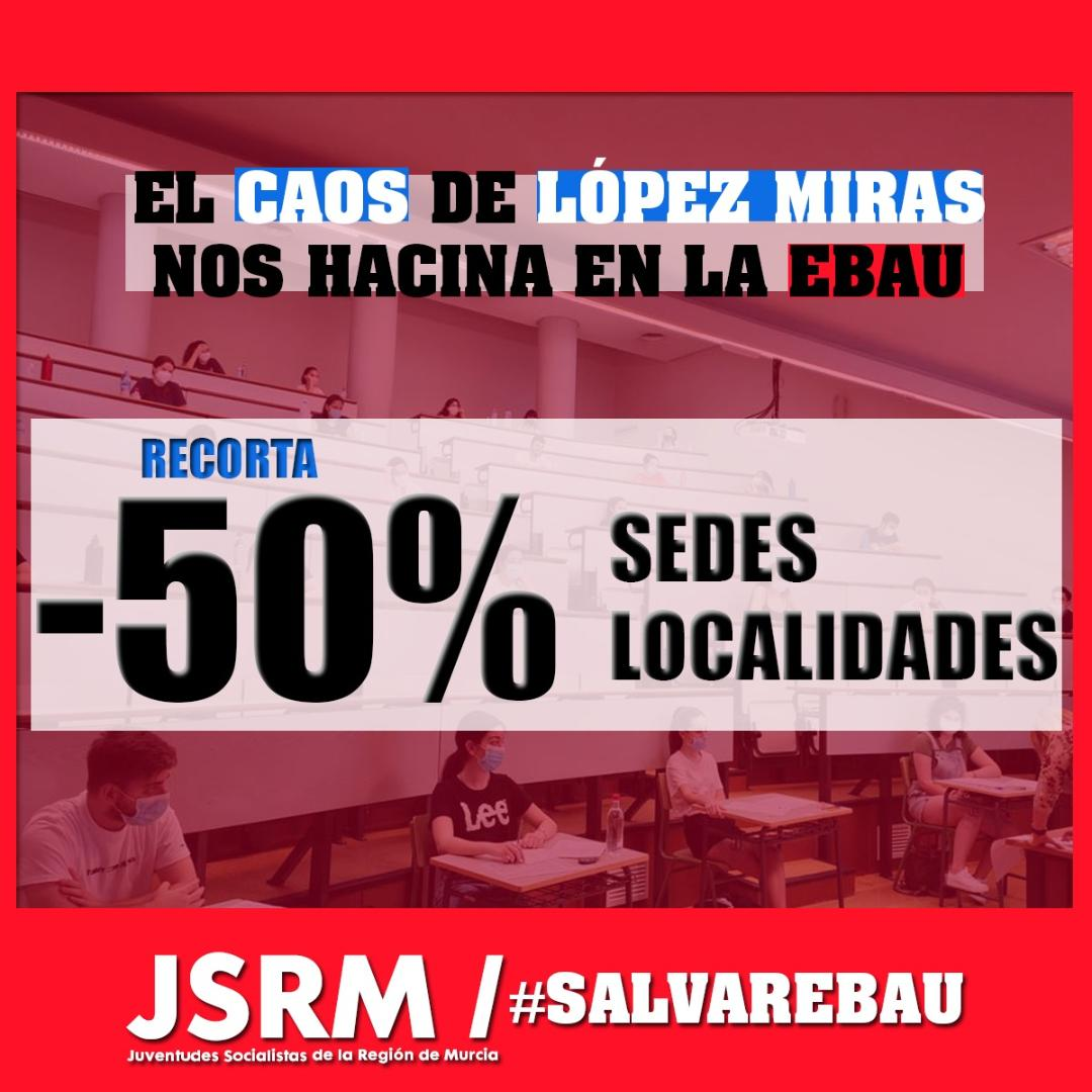 Juventudes Socialistas de Murcia:“El Gobierno tránsfuga hacina a los estudiantes de bachillerato para hacer la Ebau”