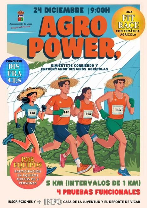 Vícar celebra la Mini San Silvestre y el I Agro Power, un evento deportivo familiar